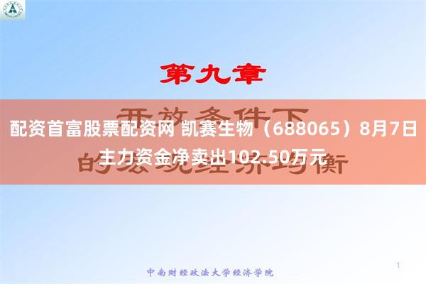 配资首富股票配资网 凯赛生物（688065）8月7日主力资金净卖出102.50万元