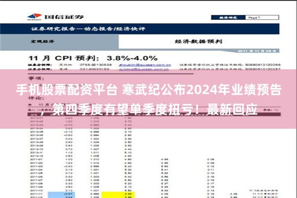 手机股票配资平台 寒武纪公布2024年业绩预告，第四季度有望单季度扭亏！最新回应